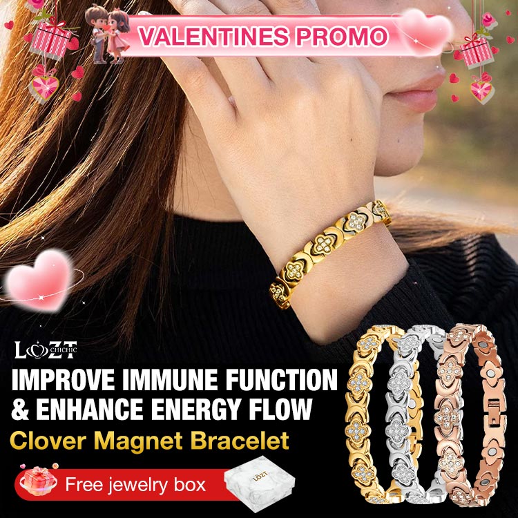 Valentines Promo - Clover Diamond Magnetic Bracelet - Found your stress-relief secret, Magnetic Wellness Boost