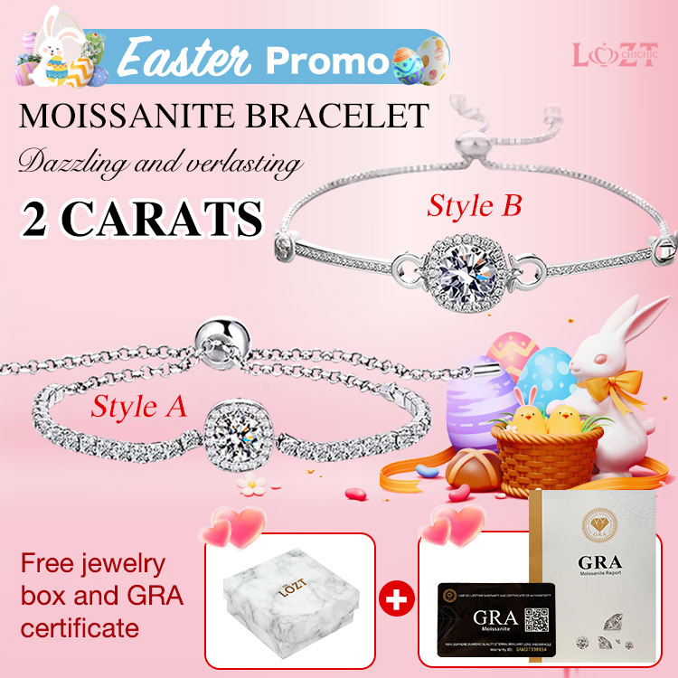 Sparkling Moissanite Bracelet - With premium gift box and GRA certificate. Adjustable chain length, 2 colors available