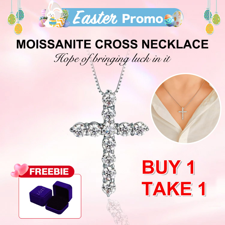 Easter promo-GRA certification-Buy 1 Take 1-Moissanite Inlaid Silver Cross Necklace-Necklace Size 40cm+5cm