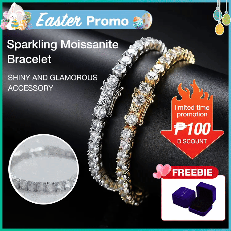 Easter promo - Sparkling 3MM Moissanite Tennis Bracelet with free jewelry box. Chain length 20cm. GRA Certified. Shipping from Manila