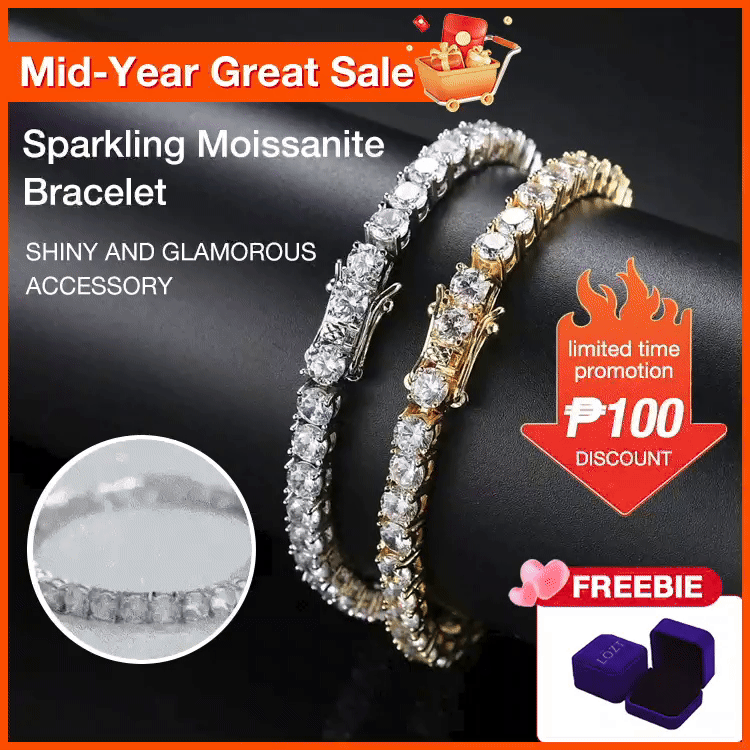 Mid-Year Great Sale - Sparkling 3MM Moissanite Tennis Bracelet with free jewelry box. Chain length 20cm. GRA Certified. Shipping from Manila
