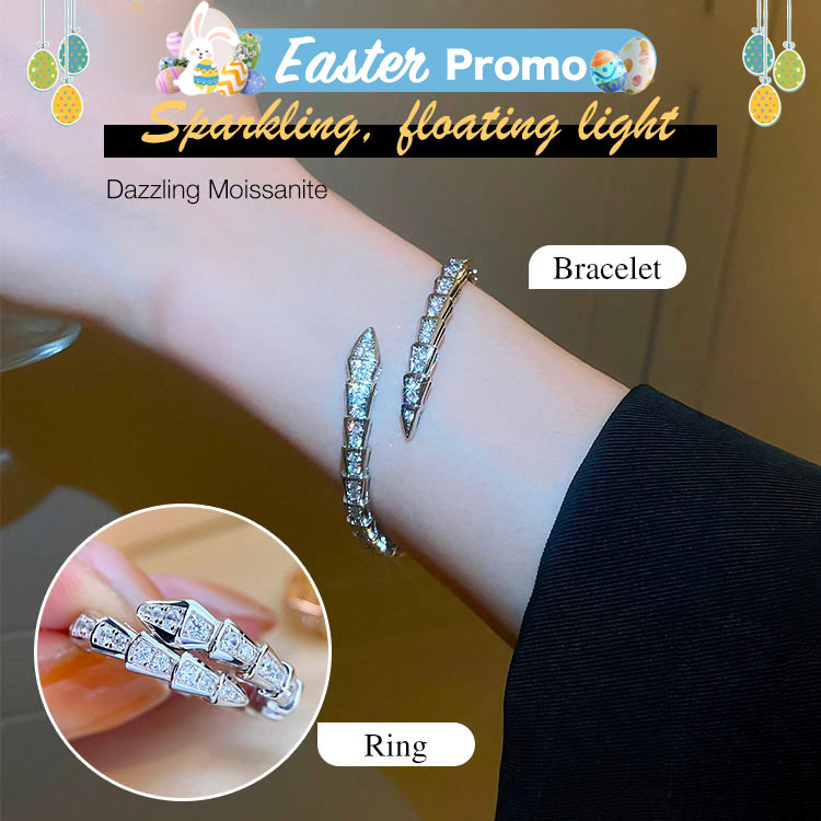 Easter promo - Moissanite Snake Shaped Bracelet and Ring Set - Free Jewelry Box. Shipping from Manila