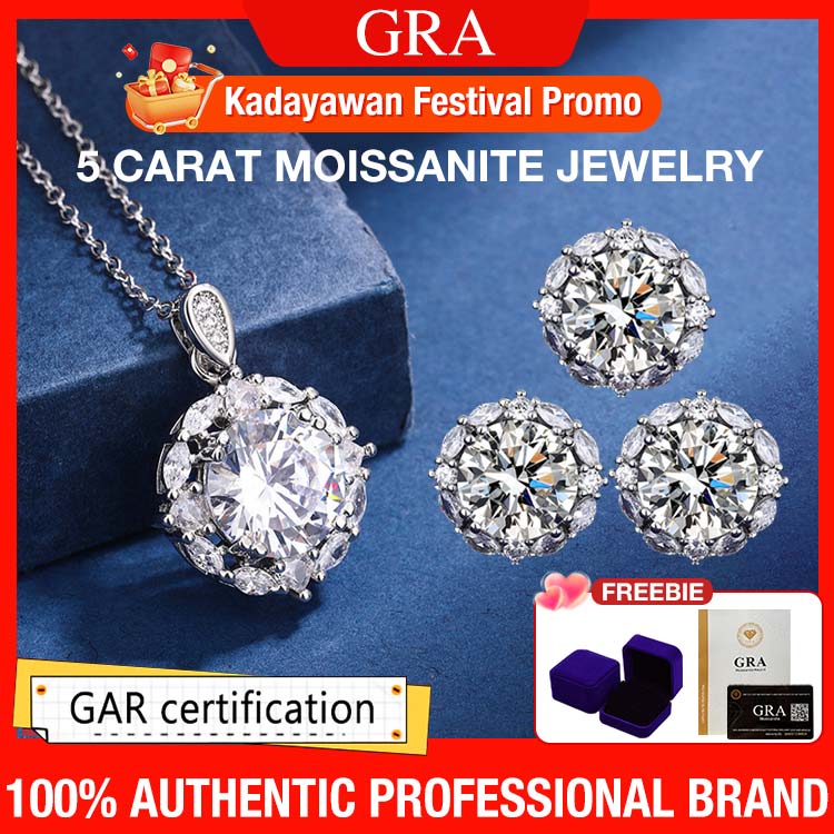 Kadayawan Festival Promo - Second ring only 699₱ - Shining all day - 5 carat moissanite jewelry Set - GRA certificate, free gift box