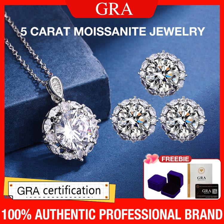 Kadayawan Festival Promo - Second ring only 699₱ - Shining all day - 5 carat moissanite jewelry Set - GRA certificate, free gift box