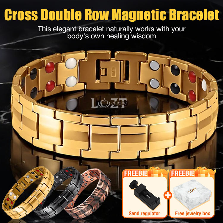 Halloween Sale - Cross Double Row Magnetic Bracelet - Found your stress-relief secret, Magnetic Wellness Boost