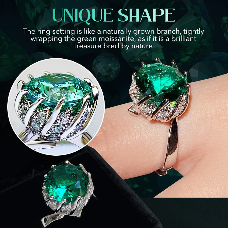 Kadayawan Festival Promotion - Lotus Aurora Green 5 Carat Moissanite Ring - Free gift box. GRA Certified. Adjustable size