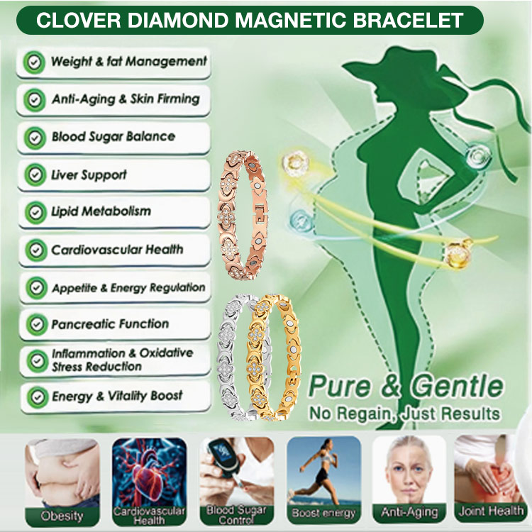 Womens Day Promo - Clover Diamond Magnetic Bracelet - Found your stress-relief and slim secret, Magnetic Wellness Boost