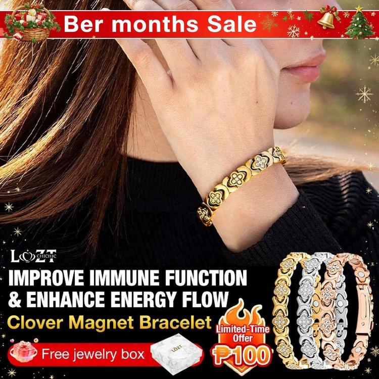 Ber Months Sale Free Shipping to Get a ₱100 Discount- Clover Diamond Magnetic Bracelet - Found your stress-relief secret Magnetic Wellness Boost