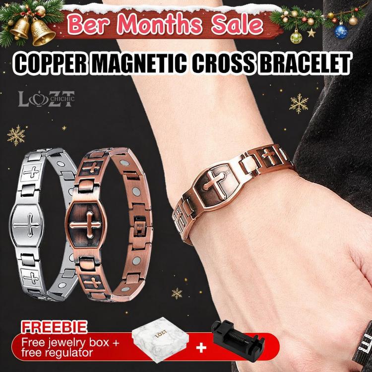 Ber Months Sale Second One Only ₱499 & Get a Custom Jewelry Box and a Free Regulator as Gifts‑ Copper Magnetic Cross Bracelet‑ Ease Daily Fatigue, Flaunt Classic Cross Style