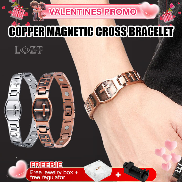 Valentines Promo - Second one only ₱499 -Copper Magnetic Cross Bracelet- Comes with a custom jewelry box and a free regulator