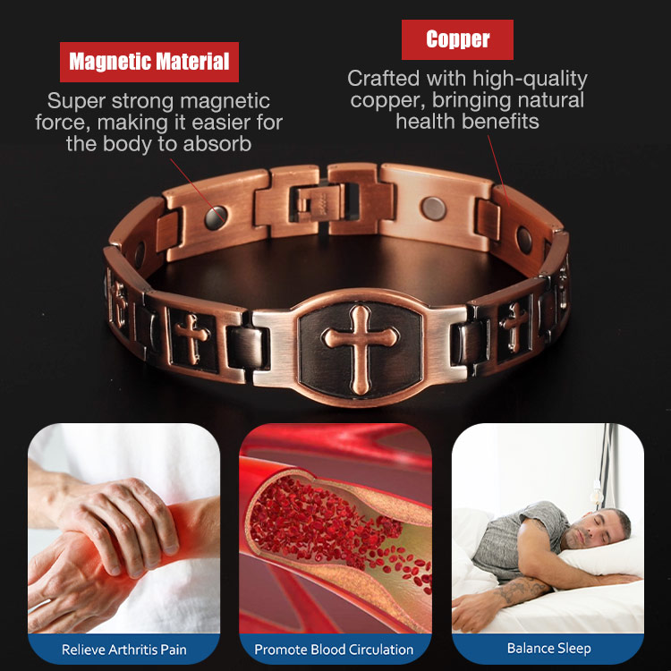 Valentines Promo - Second one only ₱499 -Copper Magnetic Cross Bracelet- Comes with a custom jewelry box and a free regulator