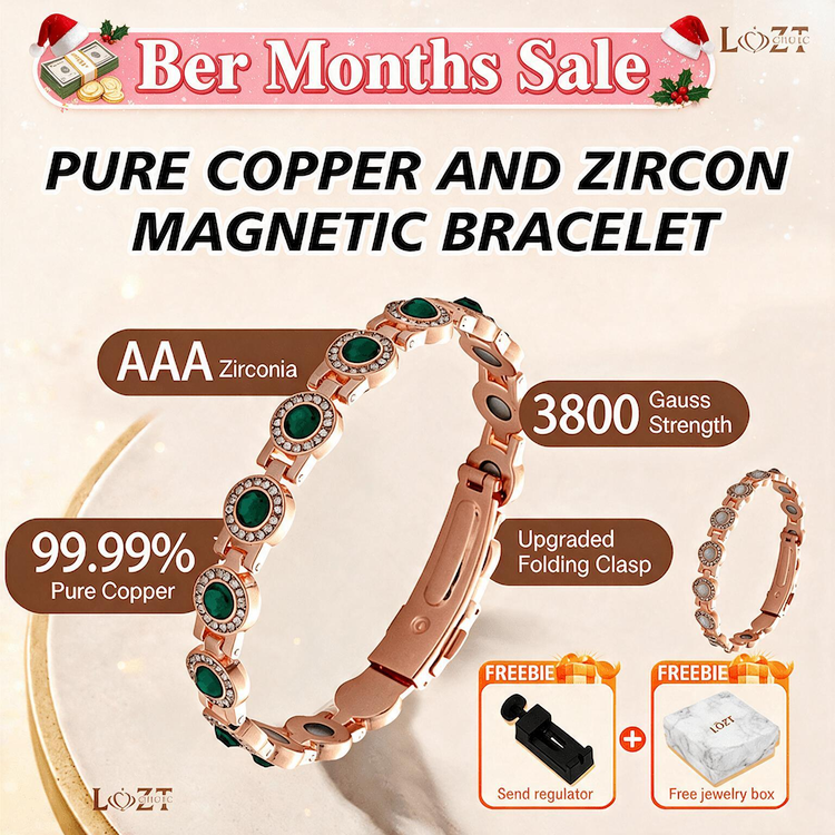 Ber Months Sale to get a 100P discount - Pure copper and zircon magnetic Bracelet - with 3800 Gauss Neodymium Magnets & Dazzling Austrian Cut Crystals Stone, Adjustable Jewelry Gift