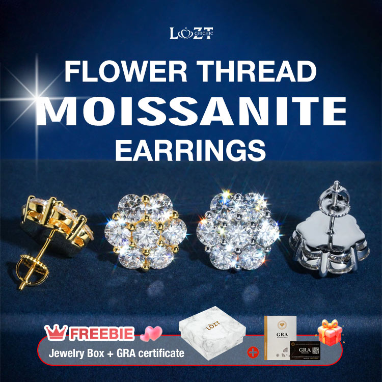 Ber Months Sale Buy 1 Get 1 Free - Flower Beaded Moissanite Earrings - GRA Certified - Comes with a Custom Jewelry Box