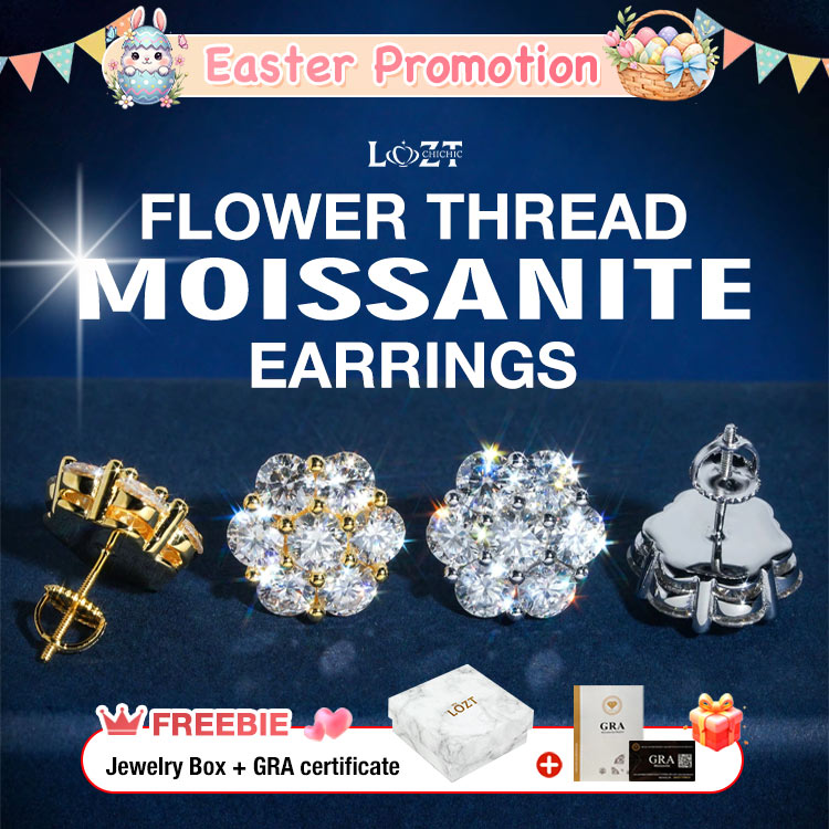 Easter promotion - Buy 1 Get 1 Free - Flower Beaded Moissanite Earrings - GRA Certified - Comes with a Custom Jewelry Box