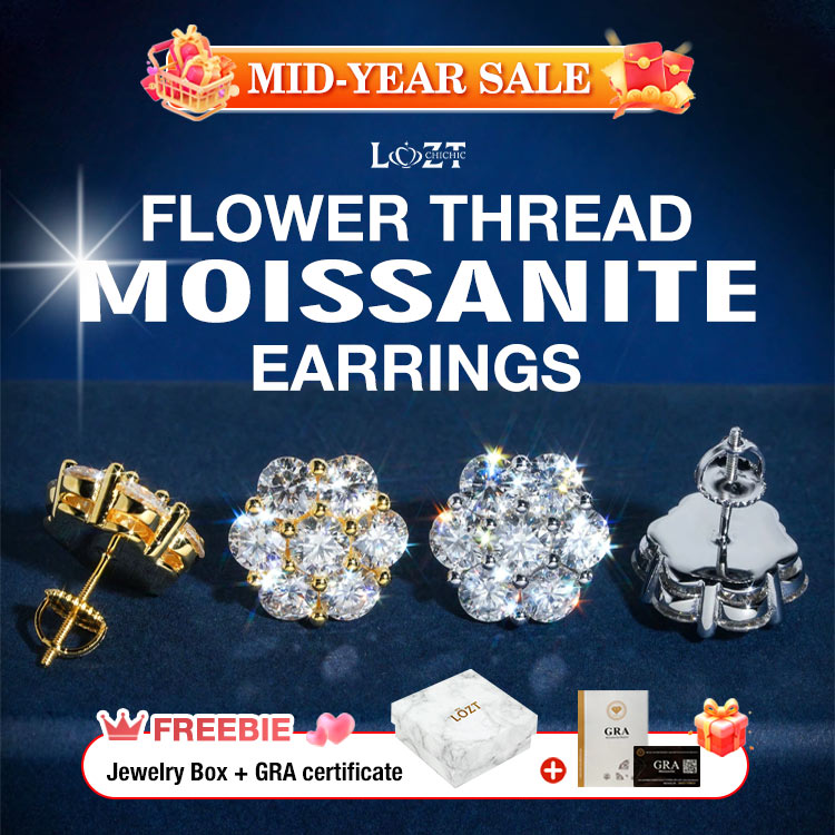 Payday Sale Buy 1 Get 1 Free - Flower Beaded Moissanite Earrings - GRA Certified - Comes with a Custom Jewelry Box