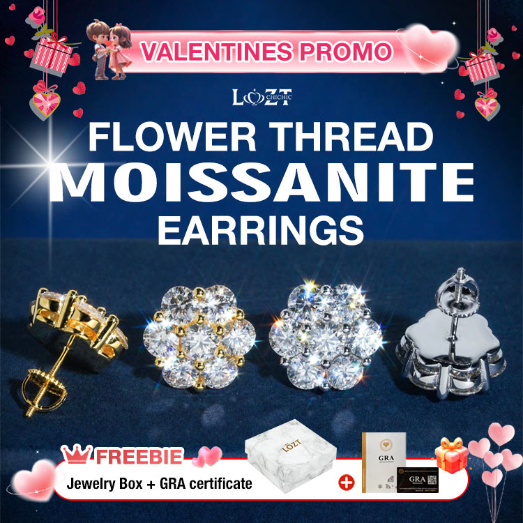 Valentines Promo - Flower Thread Moissanite Earrings - GRA certified - Comes with a custom jewelry box