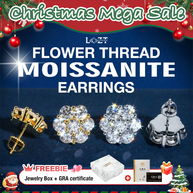 Christmas Sale - Flower Thread Moissanite Earrings - GRA certified - Comes with a custom jewelry box