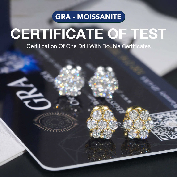 Christmas Sale - Flower Thread Moissanite Earrings - GRA certified - Comes with a custom jewelry box