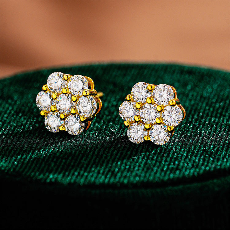 Christmas Sale - Flower Thread Moissanite Earrings - GRA certified - Comes with a custom jewelry box