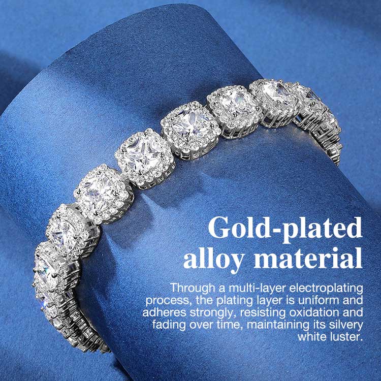 Halloween Sale - Moissanite Clustered Tennis Bracelet - GRA Certified, One-Year Warranty - Comes with a Free Jewelry Box