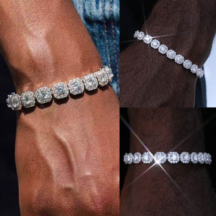 Halloween Sale - Moissanite Clustered Tennis Bracelet - GRA Certified, One-Year Warranty - Comes with a Free Jewelry Box