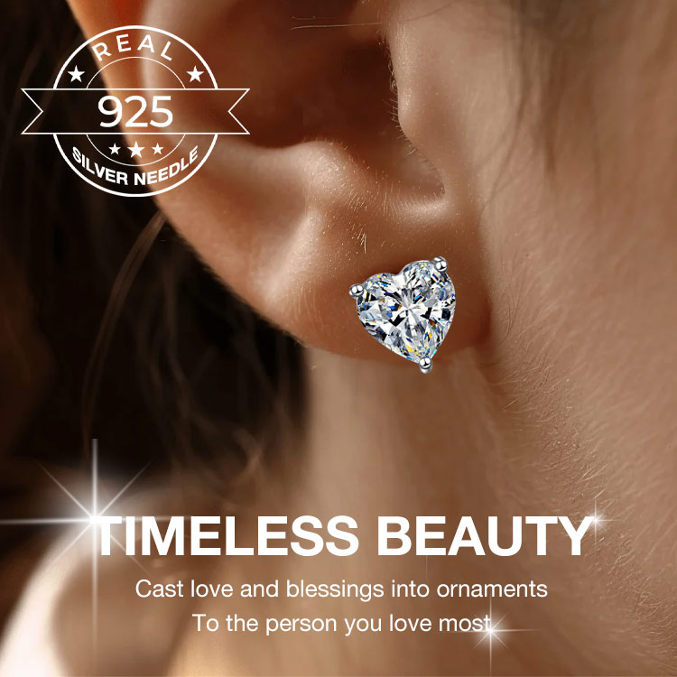 Christmas Sale -- Buy 1 Get 1-Heart Moissanite Earrings– GRA Certified Brilliance – Free Luxury Jewelry Box – Perfect Holiday Gift to Sparkle Your Season!