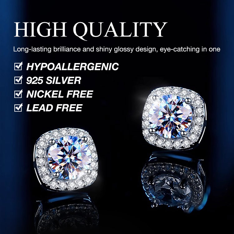 Halloween Sale - Small sugar cube Moissanite earrings - GRA certified - Comes with a custom jewelry box