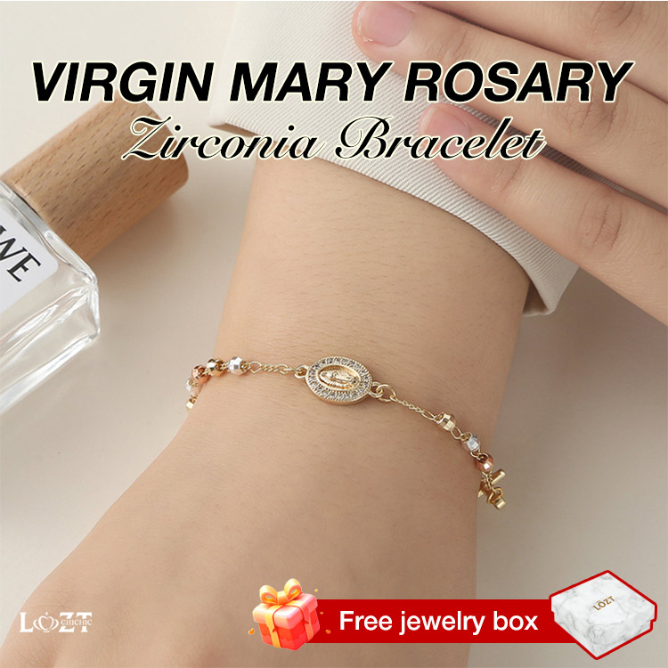 77 Big Sale-Virgin Mary Rosary Zirconia Bracelet-Faith and love, resonate at this moment-Comes with velvet gift box