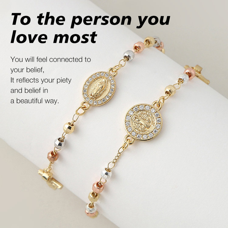 77 Big Sale-Virgin Mary Rosary Zirconia Bracelet-Faith and love, resonate at this moment-Comes with velvet gift box