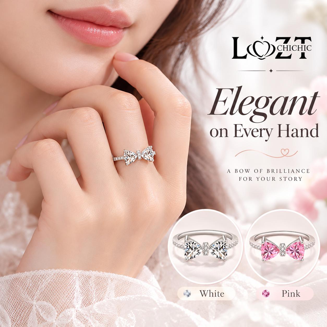 Christmas Sale -elegant bow decor ring - Free Luxury Jewelry Box
