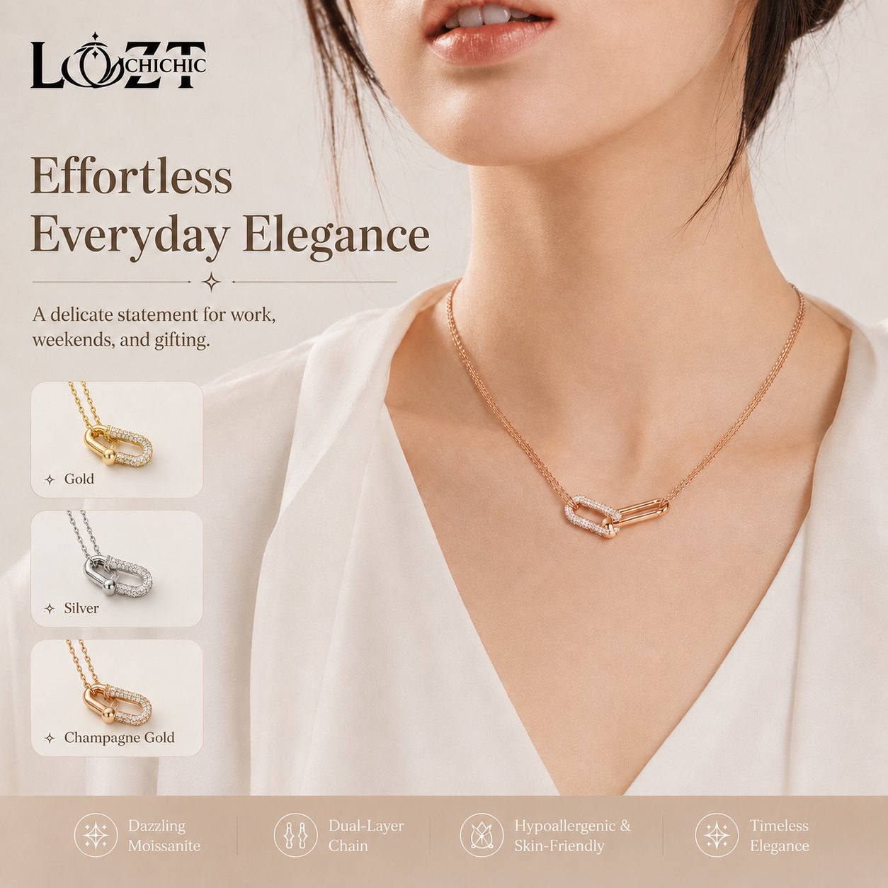 Mid-Year Promo – Starry Moissanite Horseshoe Necklace - One-Year Warranty - Comes with a Free Jewelry Box