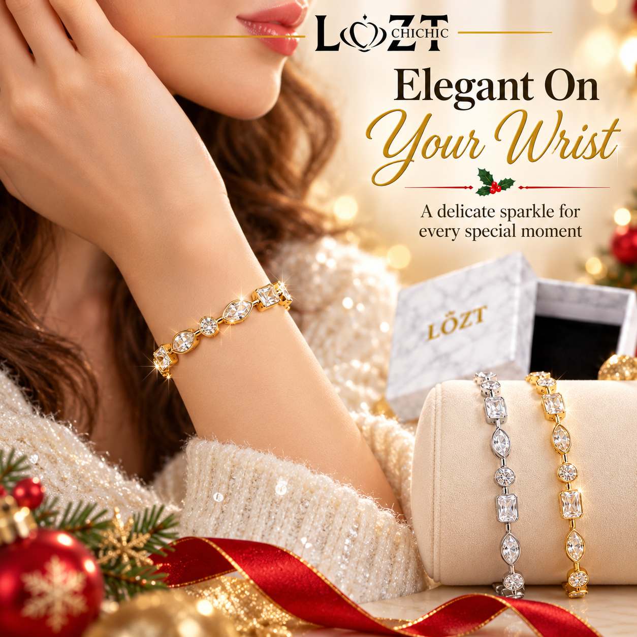 Christmas Sale Free Shipping - Buy 1 Get 1 Free -Exquisite Irregular Moissanite Bracelet - GRA Certified - Comes with a Custom Jewelry Box