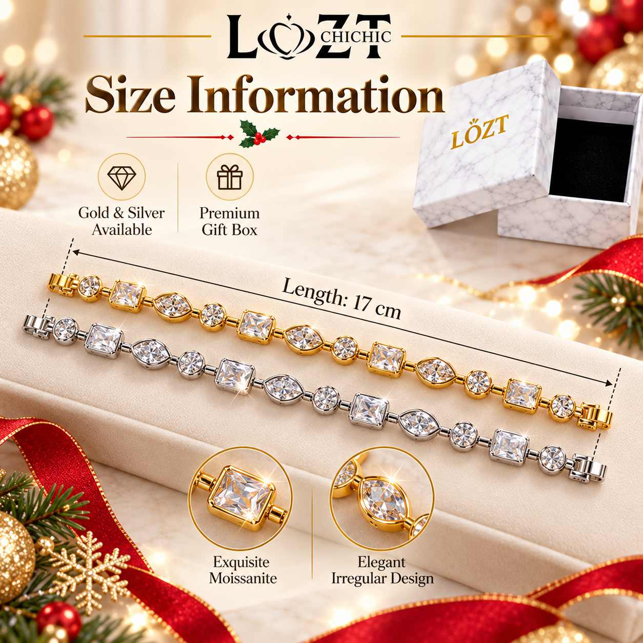 Christmas Sale Free Shipping - Buy 1 Get 1 Free -Exquisite Irregular Moissanite Bracelet - GRA Certified - Comes with a Custom Jewelry Box