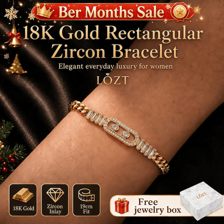 Ber Months sale - Second one only 500₱-18K Gold Rectangular Zircon Bracelet - One-Year Warranty - Comes with a Free Jewelry Box