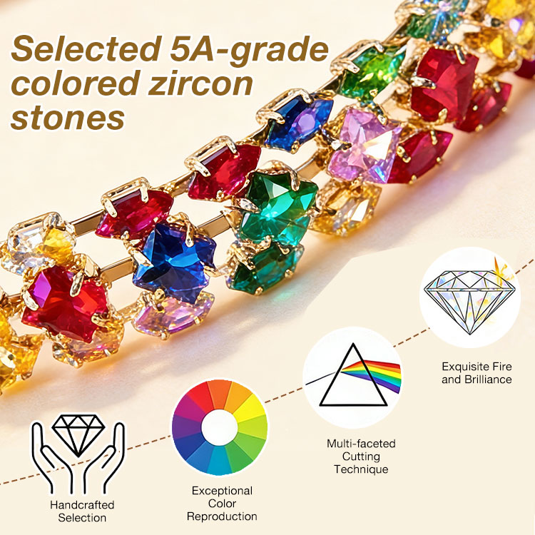 Womens Day Promo Buy 1 Get 1 Free - Bohemian Style Colorful Geometric Zirconia Bracelet - Comes with a Custom Jewelry Box