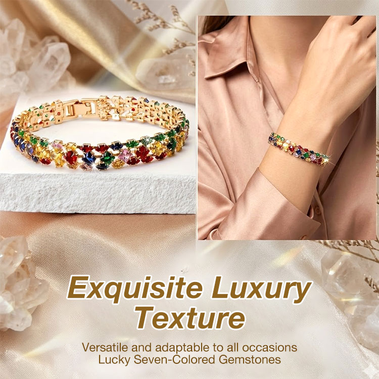 Womens Day Promo Buy 1 Get 1 Free - Bohemian Style Colorful Geometric Zirconia Bracelet - Comes with a Custom Jewelry Box