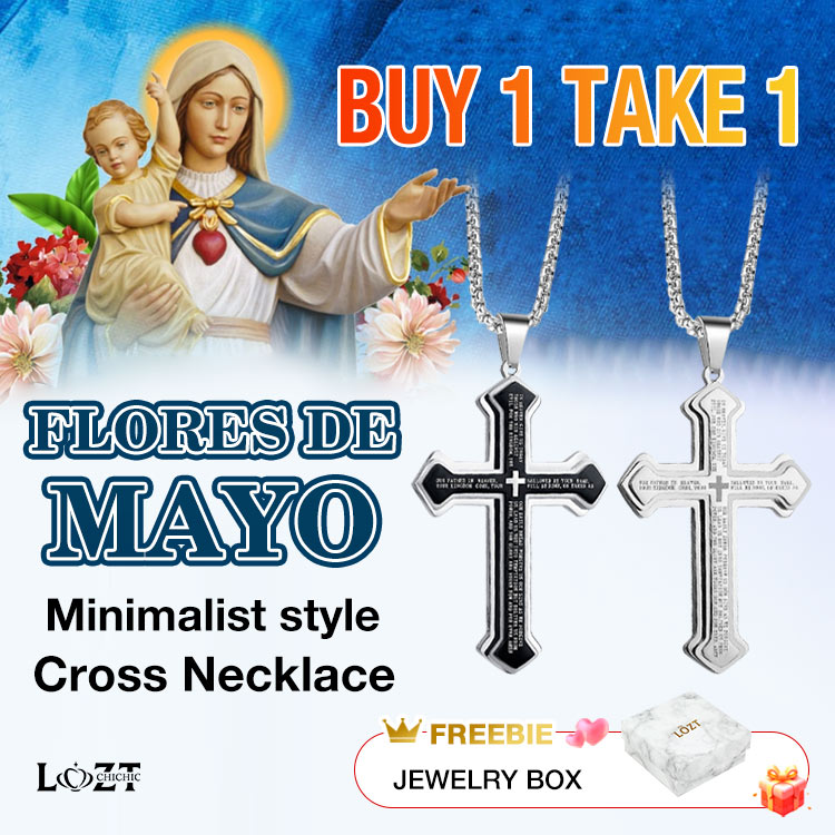 Flores de Mayo - Minimalist style Cross Necklace - One-Year Warranty - Comes with a Free Jewelry Box
