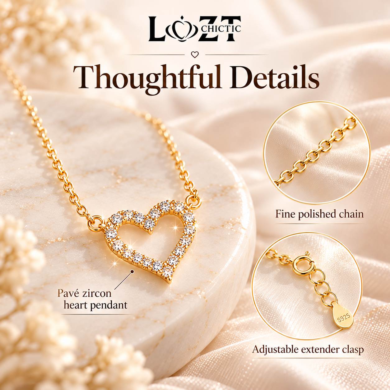 Christmas Sale - Sterling Silver Heart Necklace - One-Year Warranty - Comes with a Free Jewelry Box