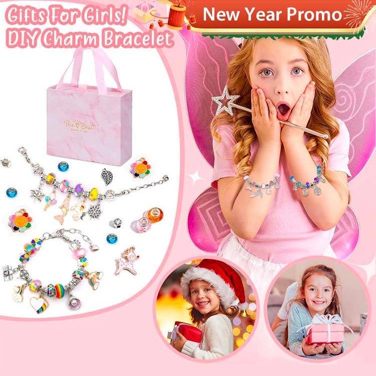 New Year Promo-DIY Pandora Box Charm Bracelet Making Set For Kids-1 set has 3 DIY bracelets