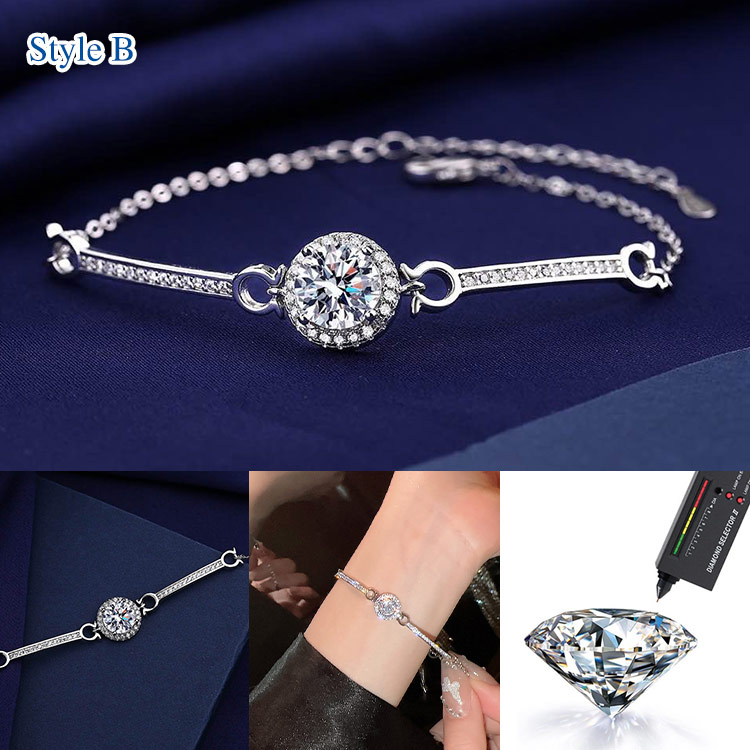 Marys Month promotions  - Moissanite Bracelet with free premium gift box and GRA certificate - Adjustable chain length, 2 styles available
