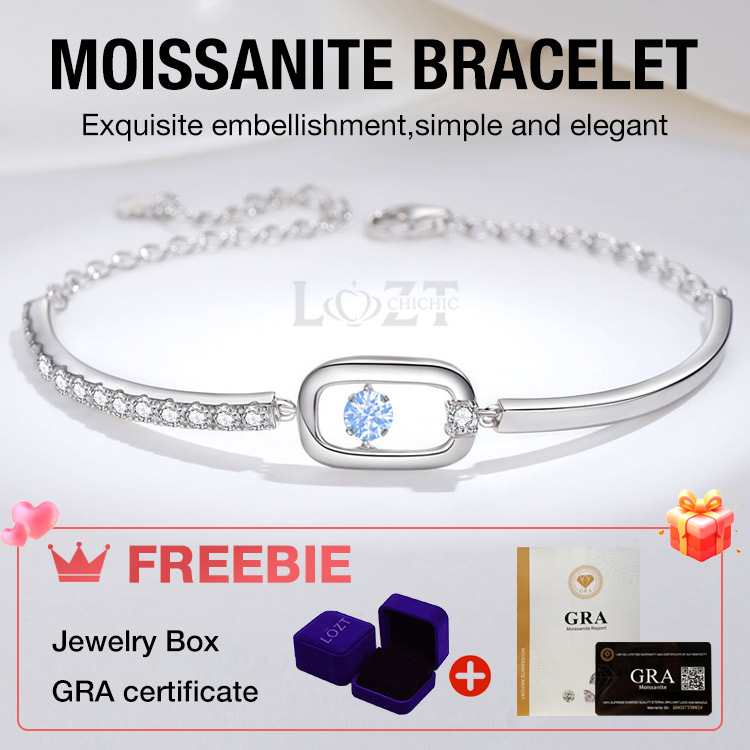 Mothers Day Promo- Swarovski same style Sparkling Dance moissanite bracelet-Free gift box. GRA Certified. Adjustable size	