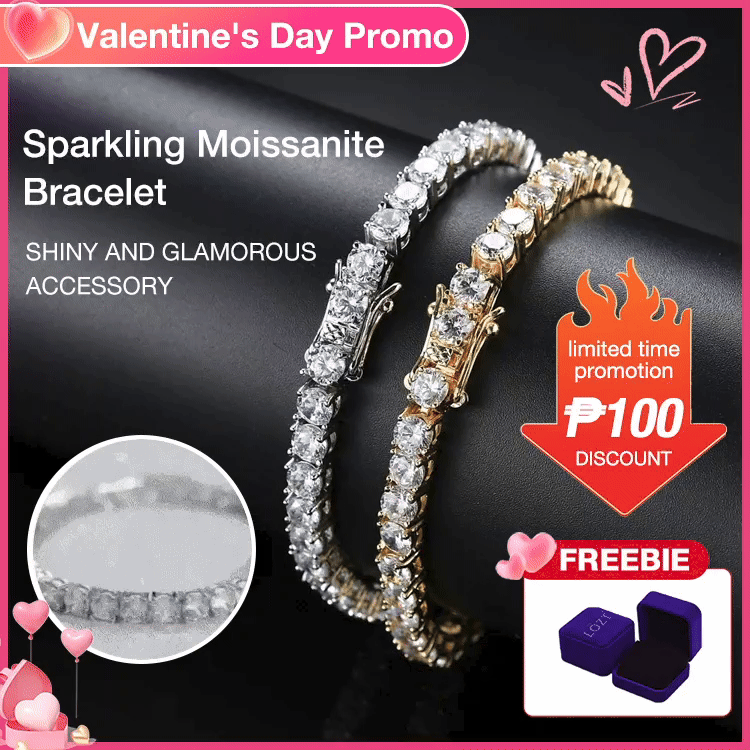 Valentines Day Promotion - Sparkling 3MM Moissanite Tennis Bracelet with free jewelry box. Chain length 20cm. GRA Certified. Shipping from Manila