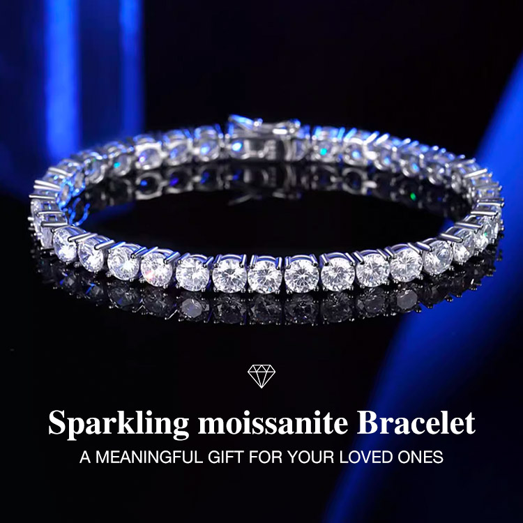 Mothers Day Promo - Sparkling Moissanite Bracelet with free jewelry box. Chain length 20cm. GRA Certified-Get ready to turn heads and radiate confidence