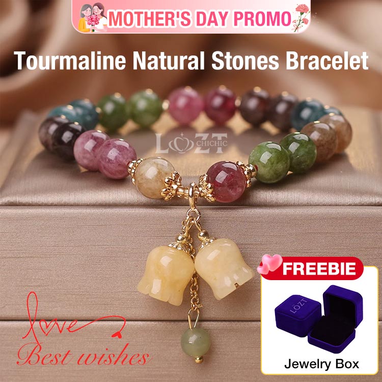 Mothers day Promo - Tourmaline Natural Stones Bracelet - Bring you extra good luck and health - elasticity, with free box