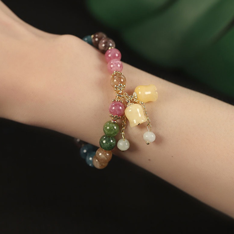 Mothers day Promo - Tourmaline Natural Stones Bracelet - Bring you extra good luck and health - elasticity, with free box