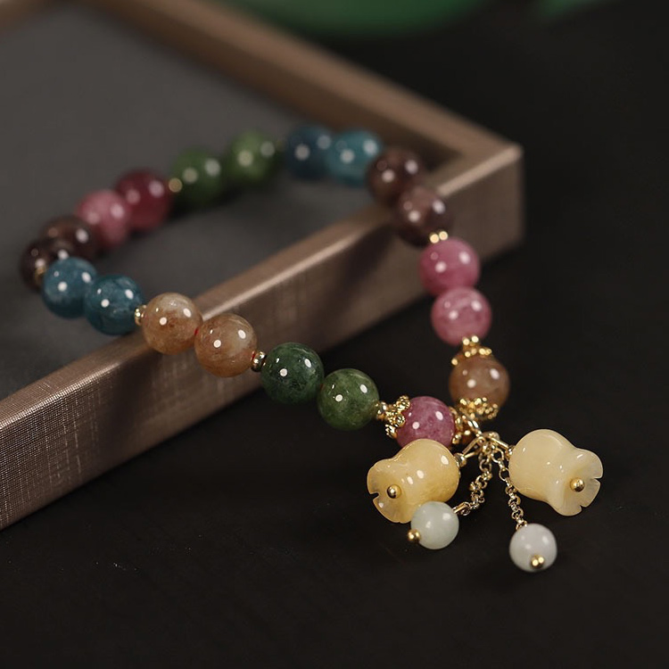 Mothers day Promo - Tourmaline Natural Stones Bracelet - Bring you extra good luck and health - elasticity, with free box