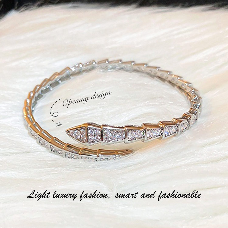 Zircon Snake-Shaped Open Bracelet