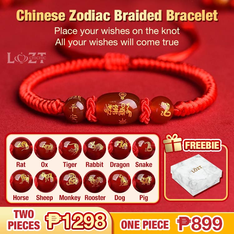 Easter promo - Buy more ₱649 each - Wear a red string braided bracelet with the twelve zodiac signs - bring a year of good luck and health.	