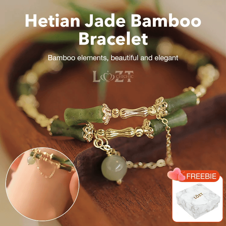 18K Gold-plated Hetian Jade Bamboo Bracelet - Free gift box