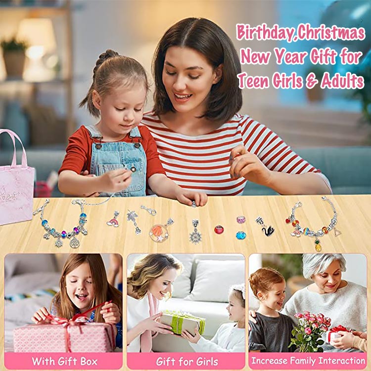 New Year Promo-DIY Pandora Box Charm Bracelet Making Set For Kids-1 set has 3 DIY bracelets